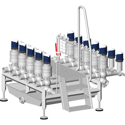 Manifold de soutirage (7222871) avec passerelle escalier et gate 2 rangées de vannes