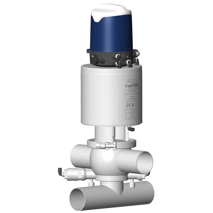 Vanne à clapet double étanchéité DCX3 DE 2 témoins corps en croix avec boîtier de contrôle Sorio