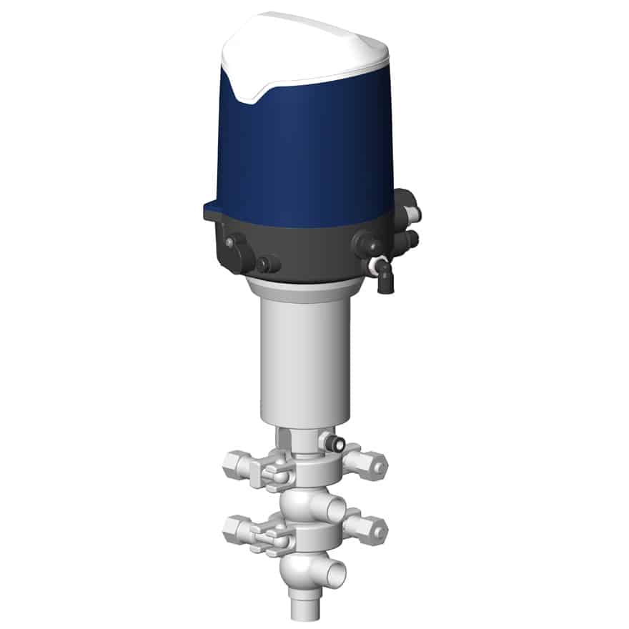 Vanne à clapet simple étanchéité fractionnelle DCX4FRACT corps en LL avec boîtier de contrôle Sorio