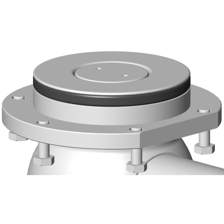 Flange detail of tank bottom shut-off valve for powder application