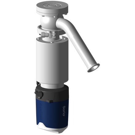 Tank bottom shut-off valve DCX3 FC for powder application with Sorio control top